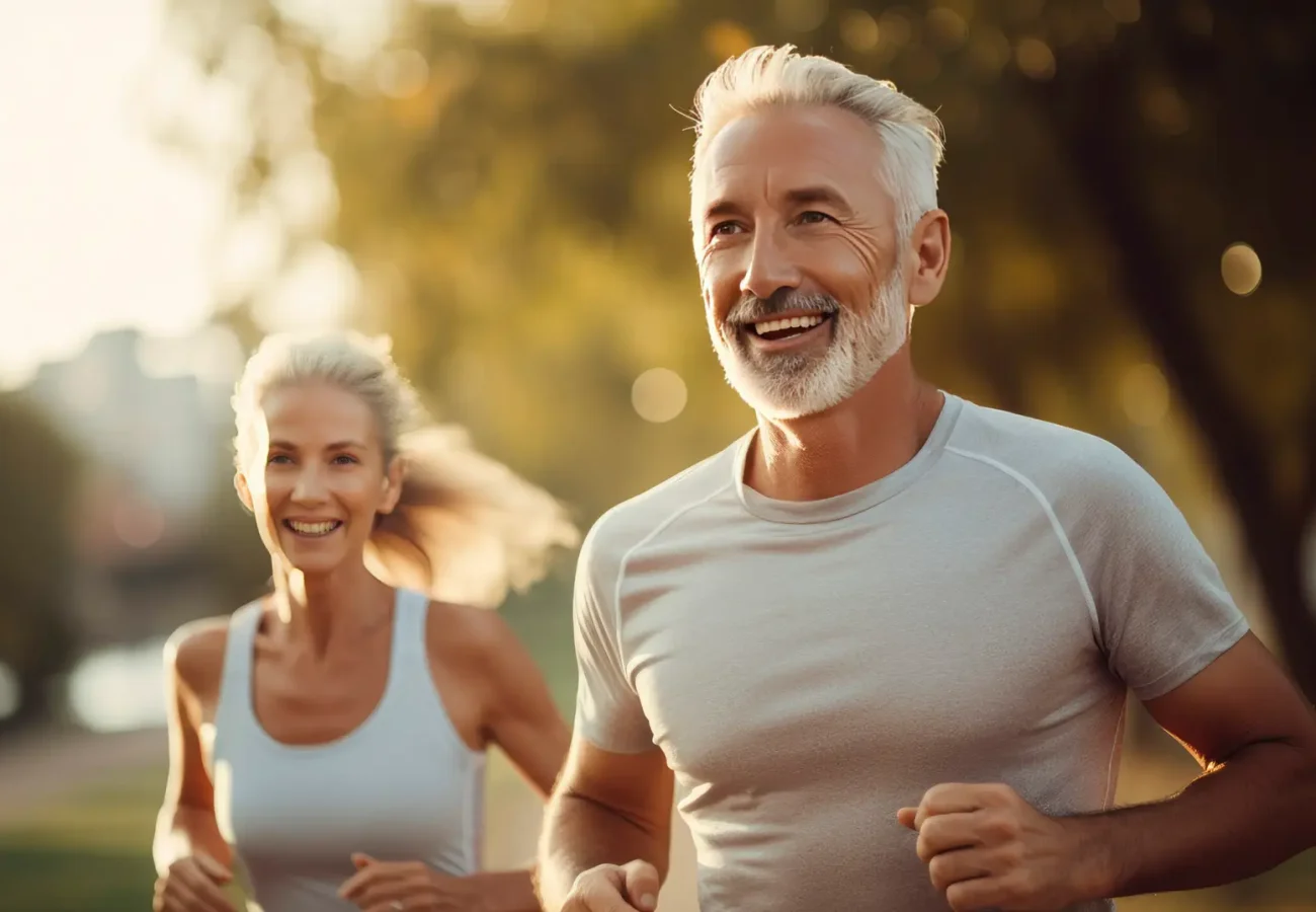 Senior couple going for a run and living a healthy lifestyle for